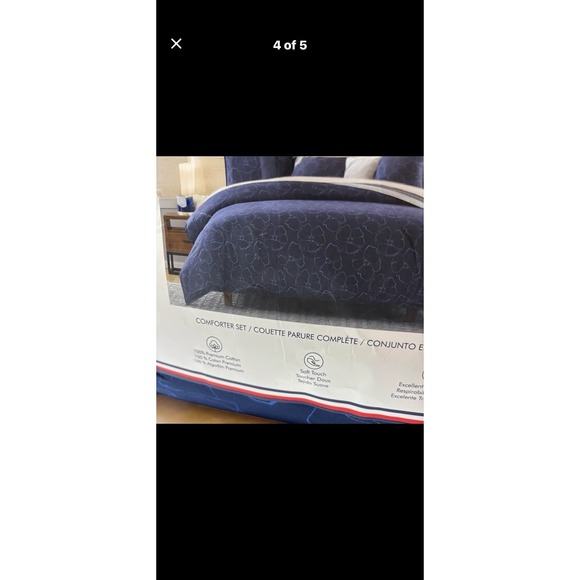 Tommy Hilfiger Comforter Set Twin XL Indigo Floral Winter Local Pickup Only - Picture 4 of 6